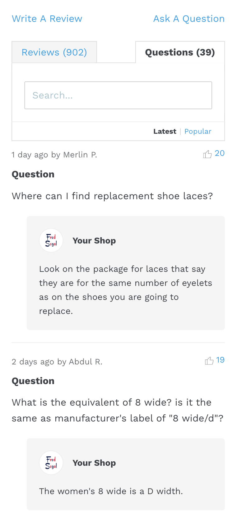 Shopify Product Reviews Questions Answers Mobile