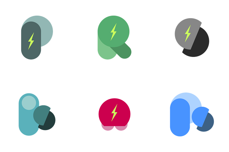 App branding project — abstract letter icons