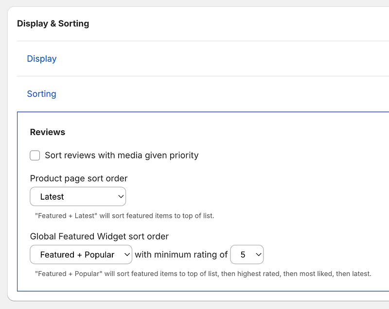 Rapid Reviews more sorting options