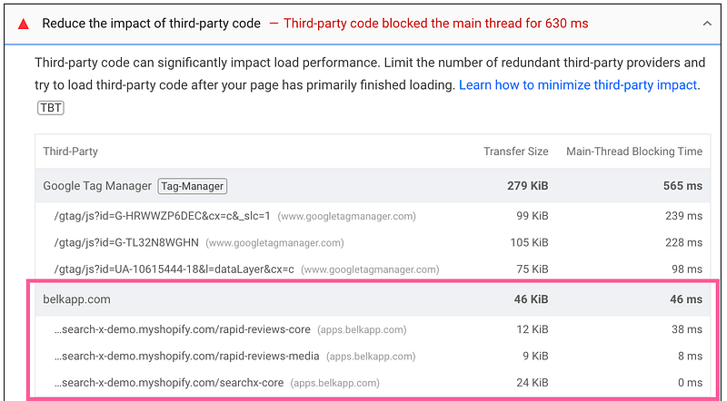 1 second difference in browser thread blocking time