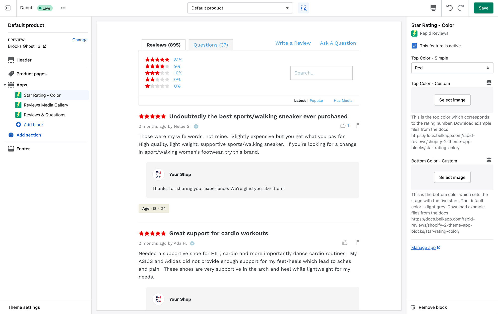 Shopify Product Reviews Star Rating Color Change