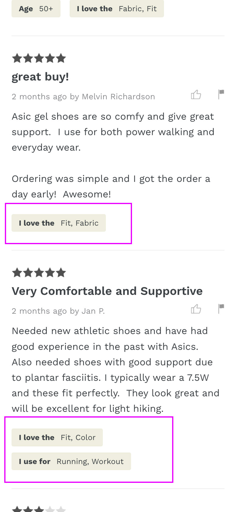 Shopify Product Reviews Custom Attributes Mobile